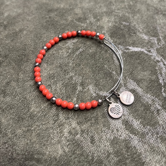 Alex and Ani Color Classics Coral Orange Beaded Charm Bracelet Silver Tone Boho - Picture 1 of 4